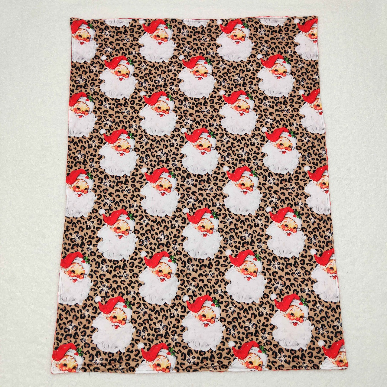 BL0087 Baby Kids Christmas Santa Leopard Red Blanket