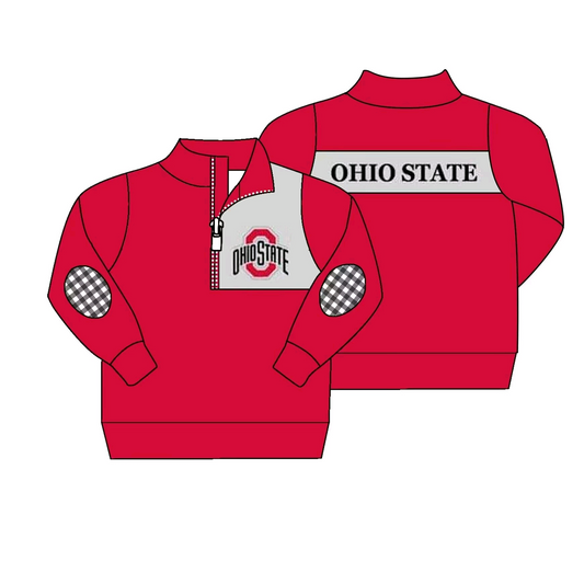 Baby Boy Long Sleeves Red Zipper Pullover Team Shirt