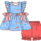 Baby Boy Girl July 4th Flags Crawfish Sibling Dress Romper Clothes Set ( Moq 5 Each style ) 11.27