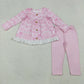 Baby Girl Long Sleeves Pink Bows Pockets Tunic Dots Pants Set RTS