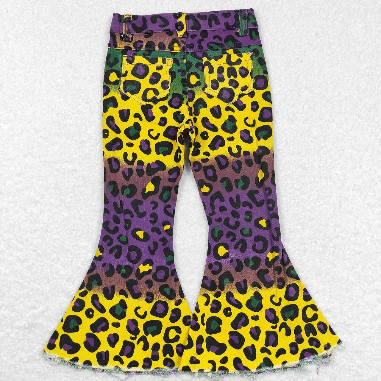 P0314 Baby Girl Colorful Leopard Denim Pants Jeans