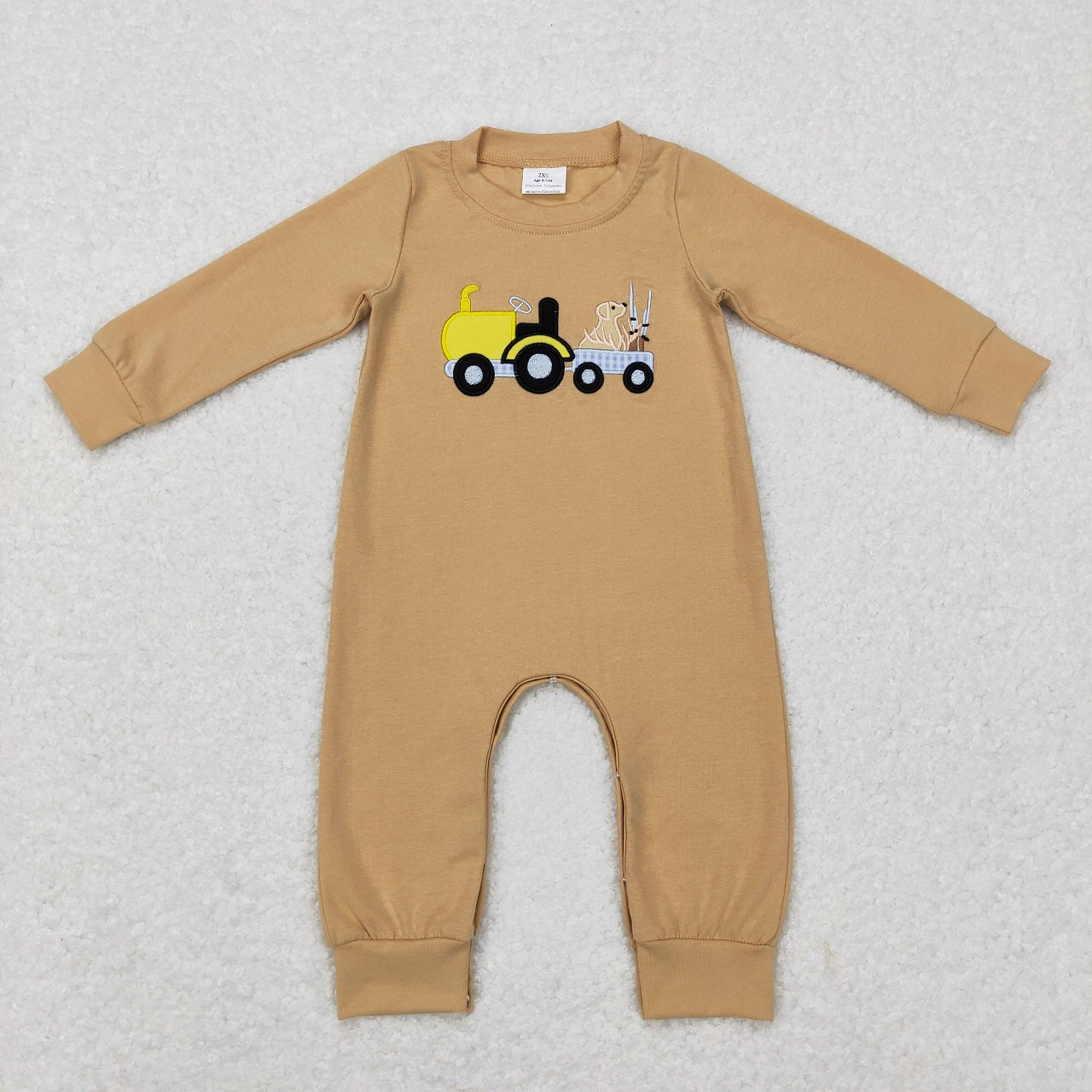 BLP0382 Baby Boy Long Sleeves Embroidery Tractor Dog Pants Hunting Outfit