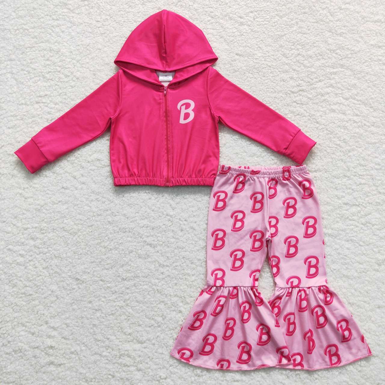 GT0330 Baby Kids Pink Long Sleeves Zip Hoodie Doll Cardigan Tops