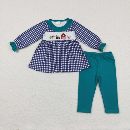 BLP0398 Christmas Baby Boy Long Sleeves Embroidery Farm Pants Outfit