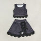 Baby Girls Kids Black Leopard Vest Bows Scallop Bows Skirt Shorts Yoga Active Set Clothes RTS