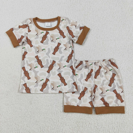 Baby Boy Short Sleeves Ducks Camo Shirt Shorts Pajamas Hunting Set RTS