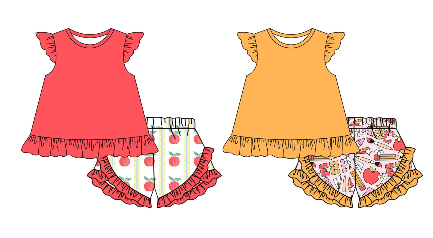 Baby Girl Back To School Pencil Apple Flower Sibling Set ( Moq 5 Each Style ) 2.10