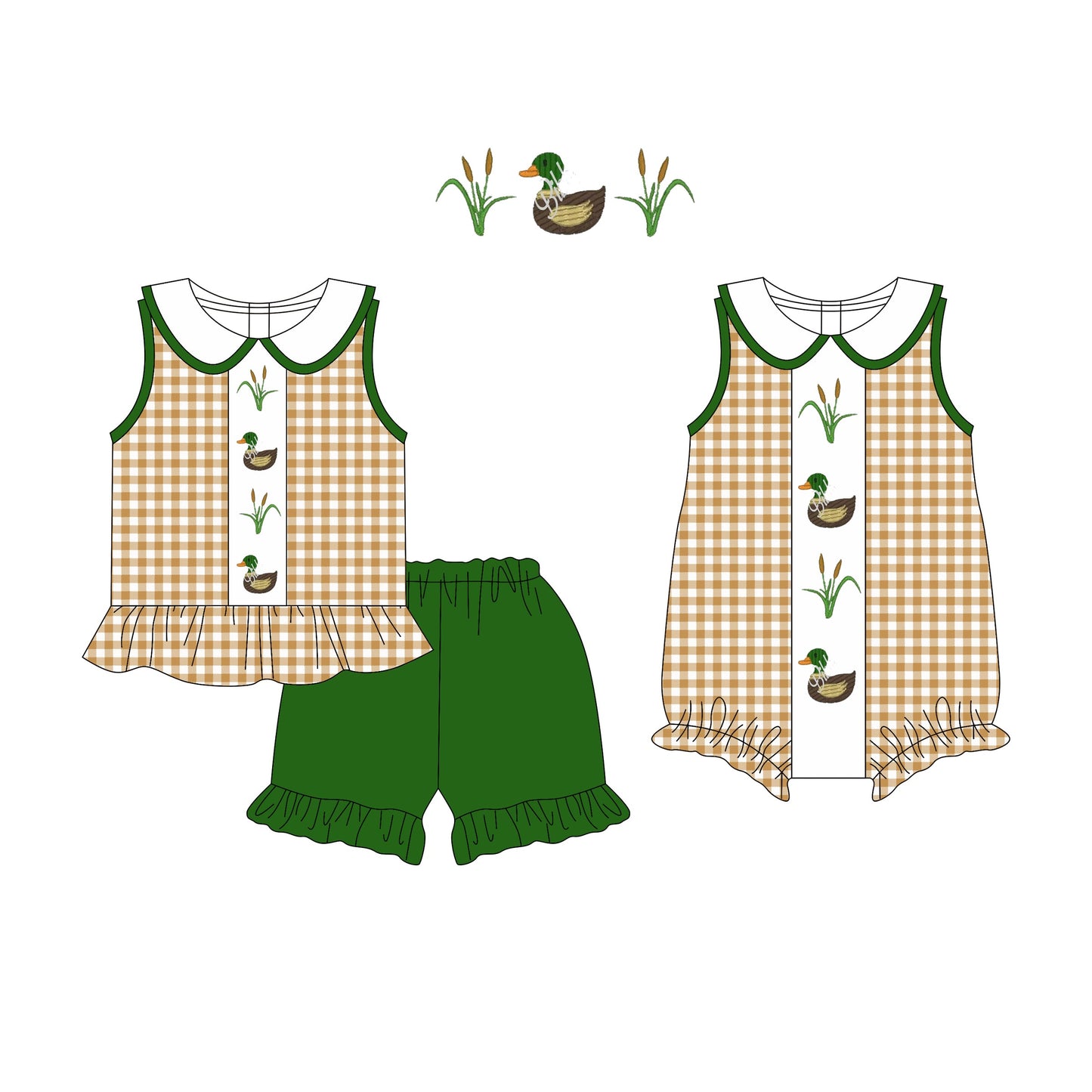 Baby Girl Ducks Checked Sibling Romper Set ( Moq 5 Each Style ) 3.17