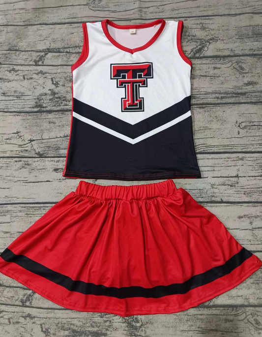 Baby Girl Sleeveless T Shirt Red Skirt Team Set