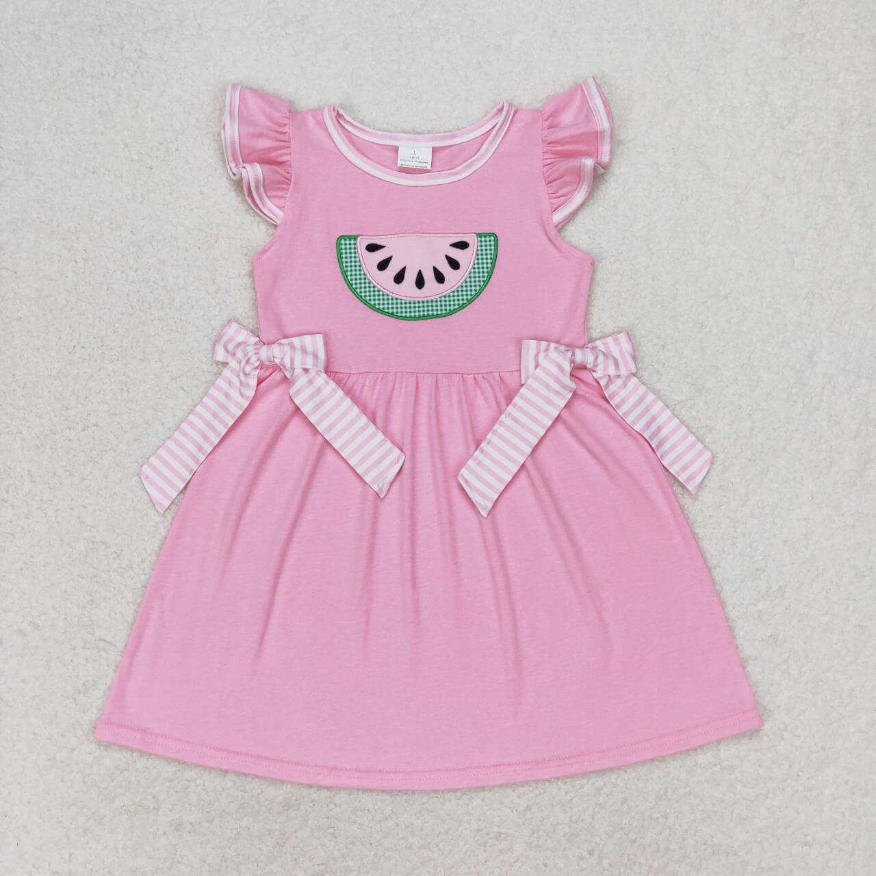 Baby Girl Pink Embroidery Watermelon Cotton Summer Dress