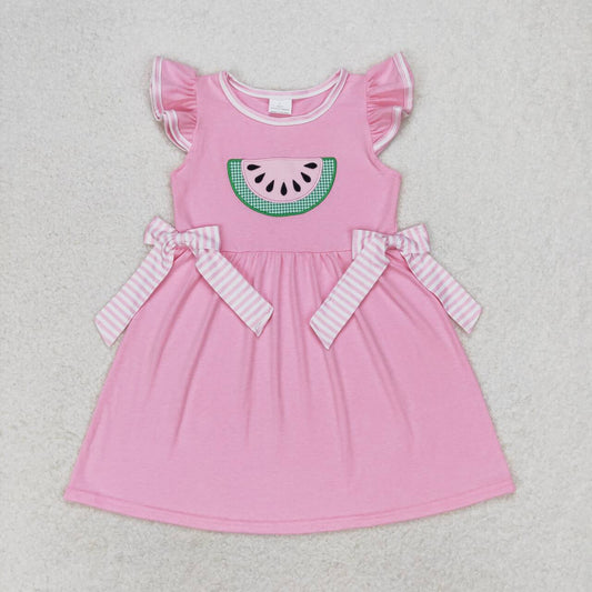 Baby Girl Pink Embroidery Watermelon Cotton Summer Dress