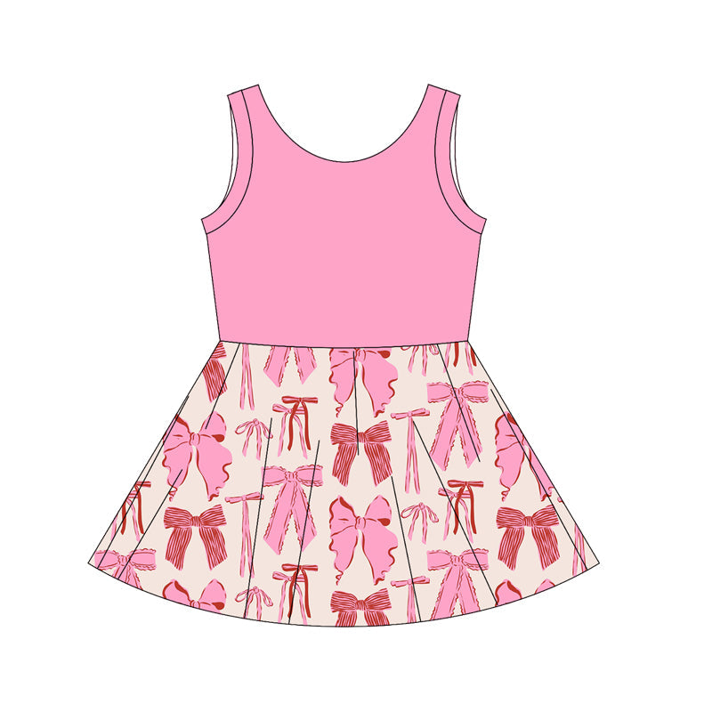 ( Moq 5 ) Baby Girl Pink Sleeveless Bows Knee Length Dress