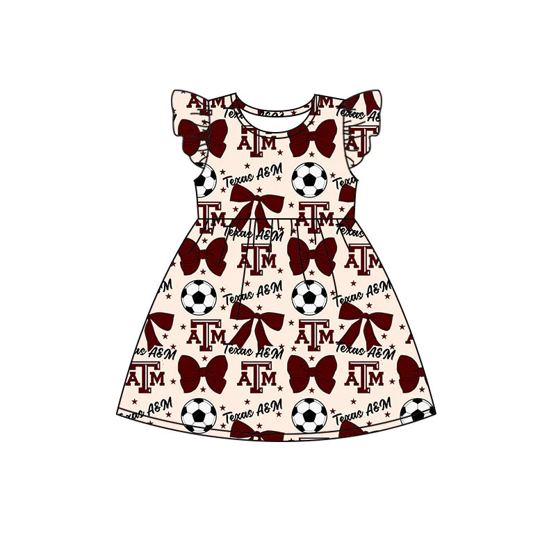 ( Moq 5 each style ) Baby Girl Toddler Team Bows ‌Soccer‌ Sibling Romper Dress Set 6.14