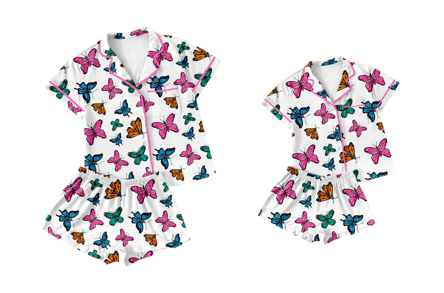 Baby Girl Adult Women Short Sleeves Butterfly Sibling Pajamas Set ( Moq 5 Each Style ) 3.11