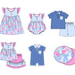 Baby Boy Girl Bows Flower Sibling Matching Dress Romper Clothes Set ( Moq 5 Each style )
