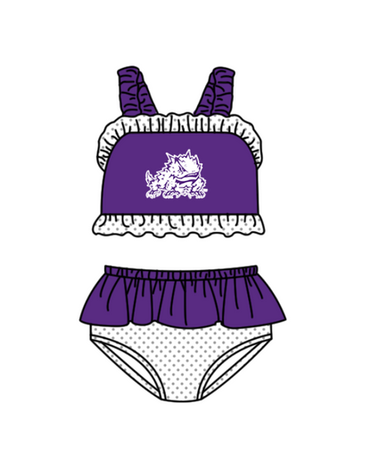 ( Moq 5 Each Style ) Baby Boys Girls Kids Team Sibling Jumpsuits Purple Sets Swimsuits