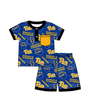 ( Moq 5 each style ) Baby Boy Girl Short Sleeves Team Blue Sibling Dress Shirt Set 5.6
