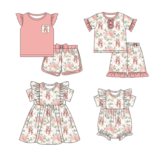 Baby Girl Short Sleeves Flower Sibling Dress Romper Set ( Moq 5 Each Style ) 12.19