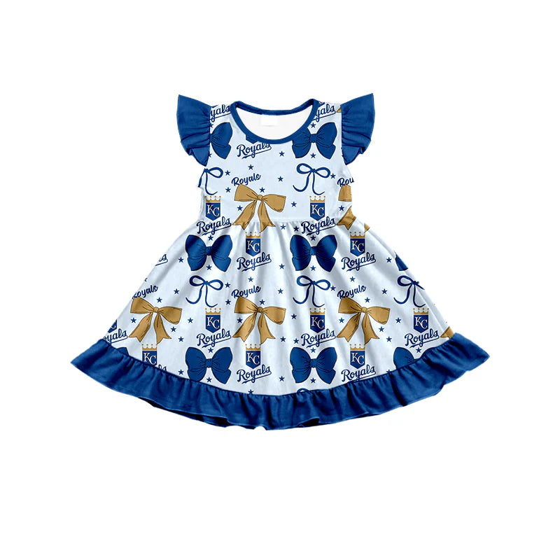 ( Moq 5 each style ) Baby Boy Girl Toddler KC Team Bows Sibling Shirt Dress Set 6.21