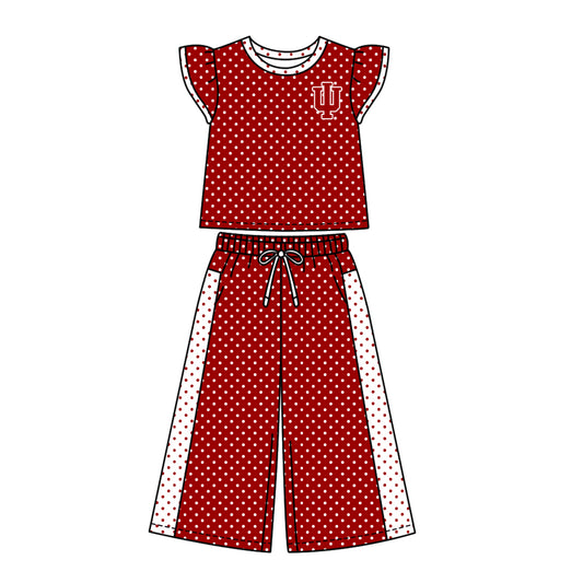 ( Moq 5 ) Baby Girls Kids Short Sleeves Shirt Pants Team Set Clothes
