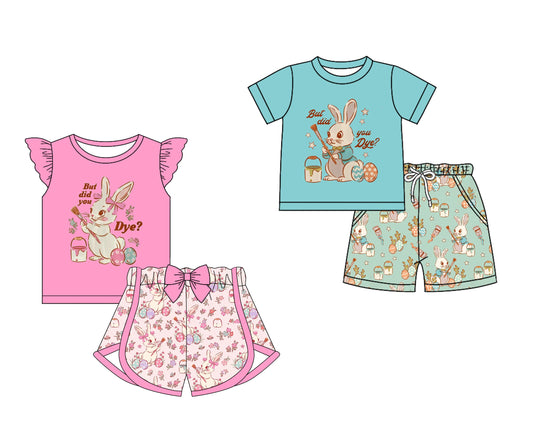Baby Boy Girl Short Sleeves Easter Rabbits Sibling Set ( Moq 5 Each Style ) 12.18