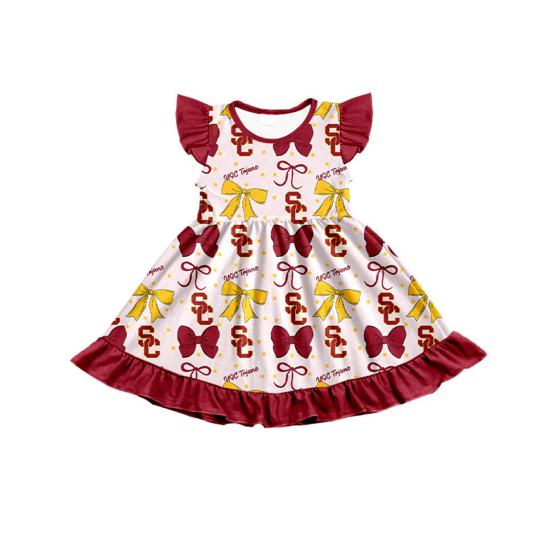 ( Moq 5 each style ) Baby Girl Toddler SC Team Bows Sibling Dress Set 6.25