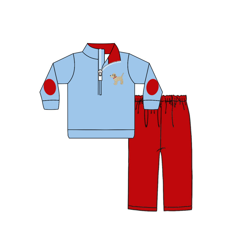 Baby Boy Long Sleeves Zipper Shirt Red Pants Hunting Clothes Set Moq 5