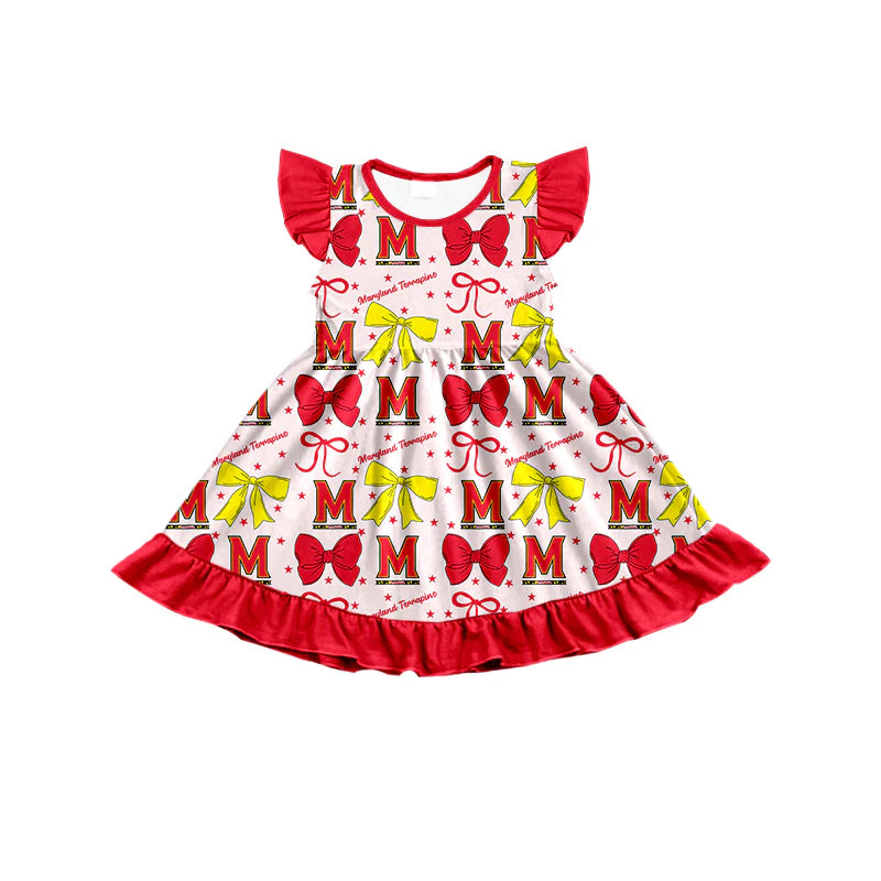 ( Moq 5 each style ) Baby Girl Toddler M Team Bows Sibling Dress Set 6.26