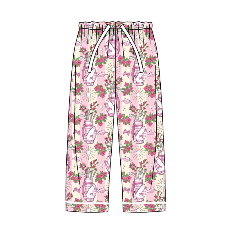 Adult Women Golf Flower Stripes Pajamas Pants