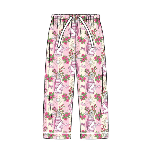 Adult Women Golf Flower Stripes Pajamas Pants