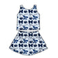 ( Moq 5 each style ) Baby Girl Toddler Team Blue Bows Sibling Dress Set 6.27