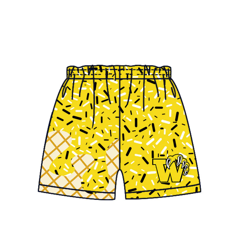 ( Moq 5 each style ) Baby Boy Girl W Team Sibling Yellow Drips Dress Shirt Shorts Pants 7.5