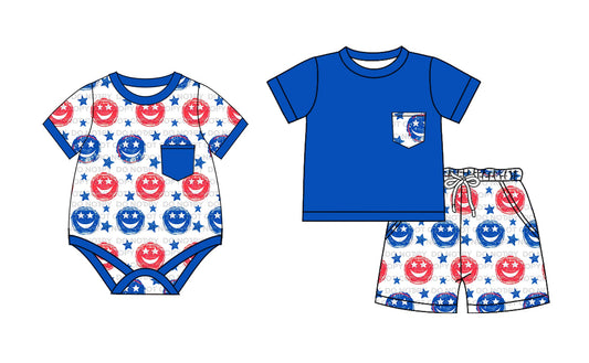 Baby Boy Short Sleeves Smile Stars Sibling Romper Set ( Moq 5 Each Style ) 2.20