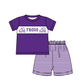 ( Moq 5 Each Style ) Baby Boys Girls Kids Short Sleeves Team Sibling Purple Romper Dress Set