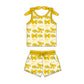 ( Moq 5 each style ) Baby Girl Toddler Team Yellow Bows Sibling Dress Set