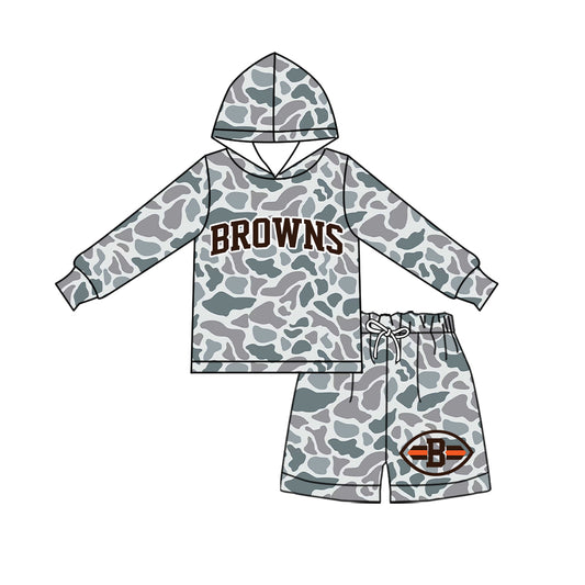 ( Moq 5 ) Baby Girls Kids Long Sleeves Hoodie Shirt Camo Shorts Team Set Clothes