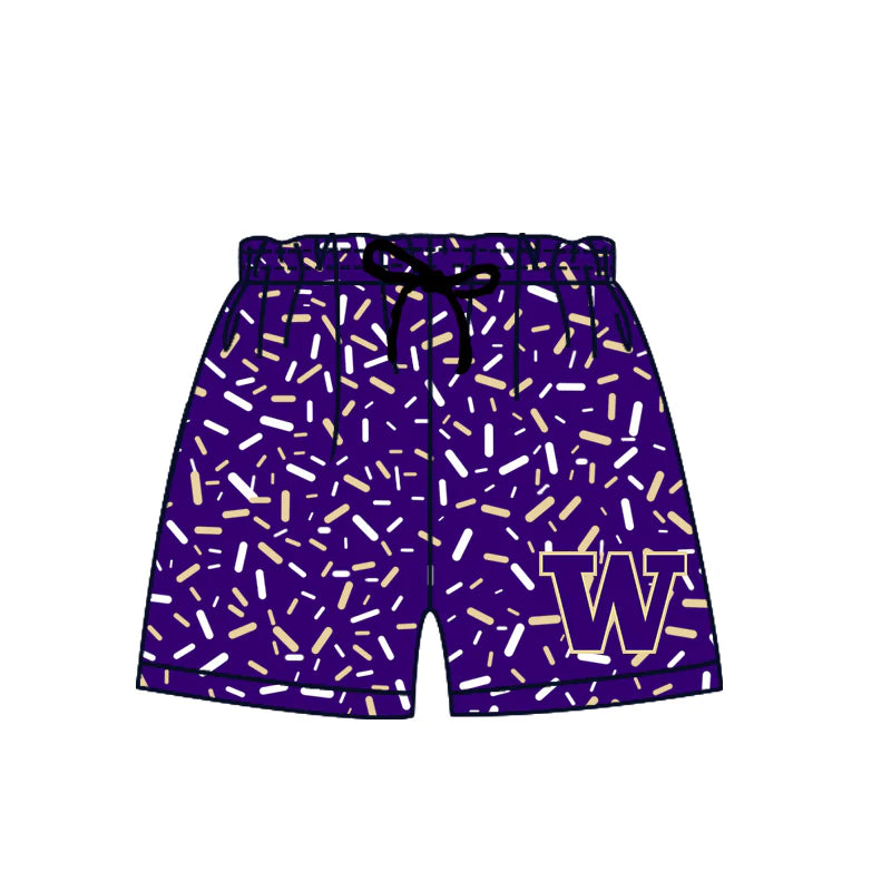 ( Moq 5 each style ) Baby Boy Girl W Team Purple Sibling Dress Shirt Shorts Pants 6.10