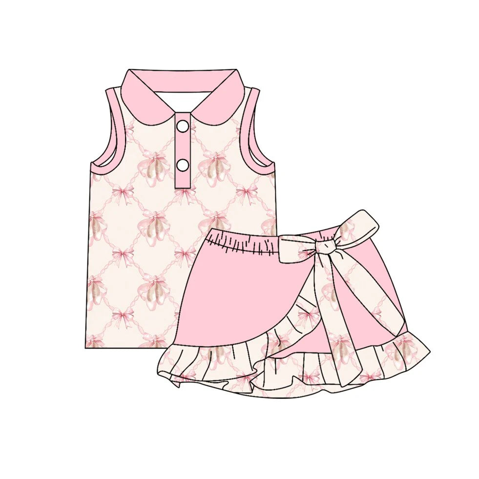 ( Moq 5 Each Style ) Sibling Baby Girls Toddler Bows Buttons Shirts Ruffle Skirts Shorts Summer Sets