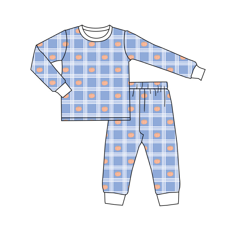 Baby Boy Toddler Long Sleeves Fall Pumpkin Shirt Pants Pajamas Set