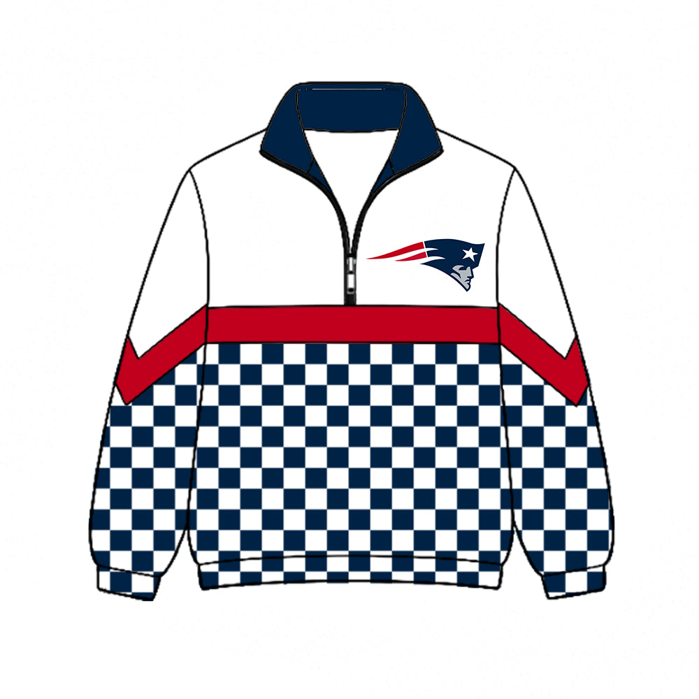 ( Moq 5 ) Kids Toddler Long Sleeves Checked Half Zip Collar Sweatshirt Team Shirt Tops