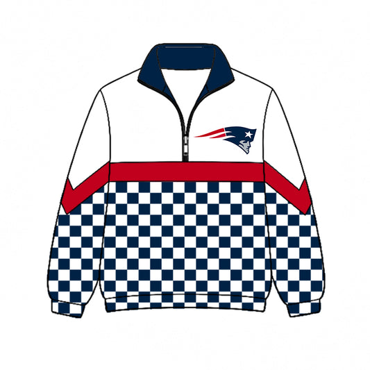 ( Moq 5 ) Kids Toddler Long Sleeves Checked Half Zip Collar Sweatshirt Team Shirt Tops