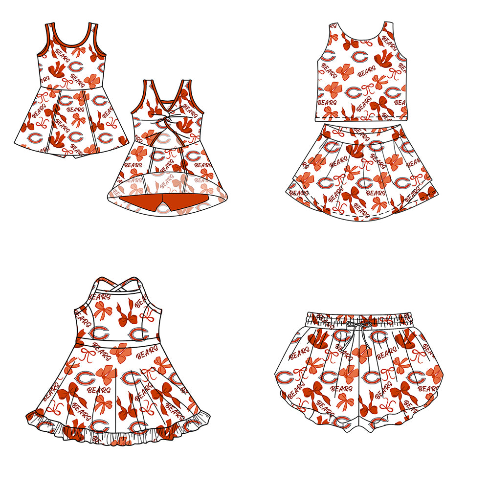 ( Moq 5 Each Style ) Baby Girls Toddler Bows Team Sibling Shorts Dresses Set Summer Clothing