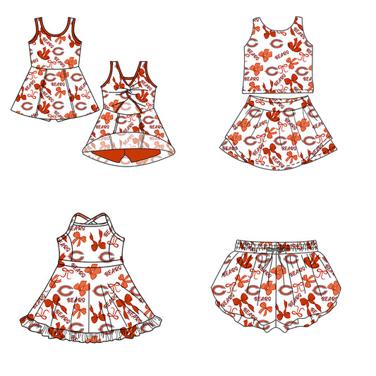 ( Moq 5 Each Style ) Baby Girls Toddler Bows Team Sibling Shorts Dresses Set Summer Clothing