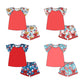 Baby Girl Short Sleeves Flower July 4th Sibling Set ( Moq 5 Each Style ) 2.11