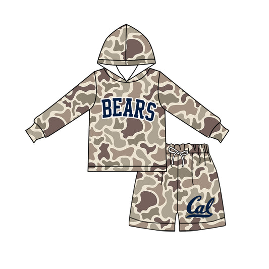 ( Moq 5 ) Baby Girls Kids Long Sleeves Hoodie Shirt Camo Shorts Team Set Clothes