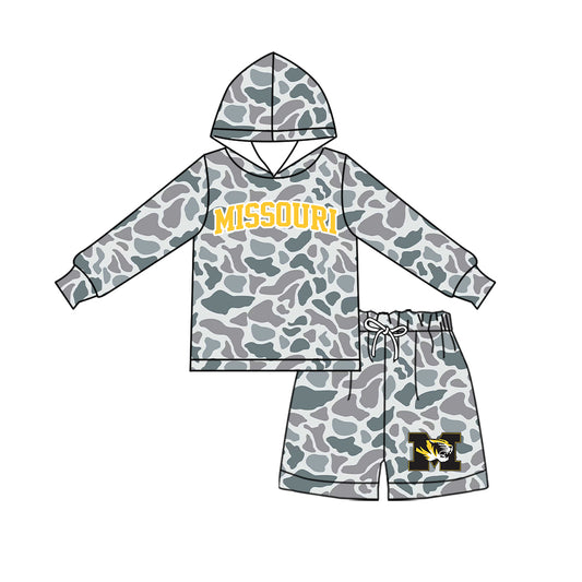 ( Moq 5 ) Baby Girls Kids Long Sleeves Hoodie Shirt Camo Shorts Team Set Clothes