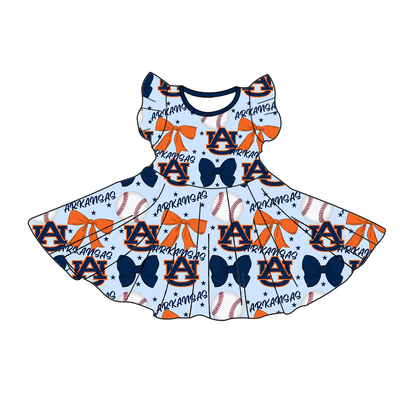 ( Moq 5 each style ) Baby Girl Toddler AU Team Bows Baseball Sibling Dress Set