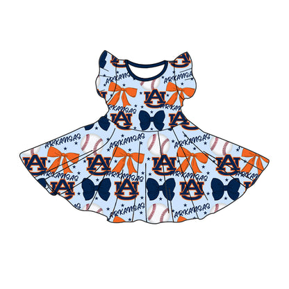 ( Moq 5 each style ) Baby Girl Toddler AU Team Bows Baseball Sibling Dress Set