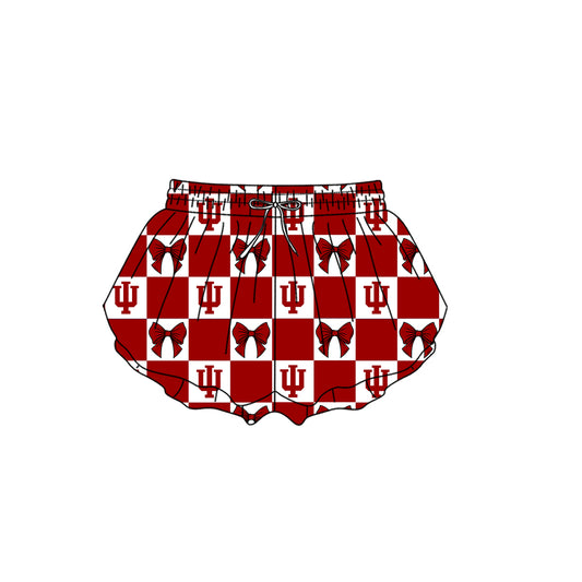 ( Moq 5 Each Style ) Kids Girls Adult Women Bows Red Plaid Team Shorts Sibling Mom and Me Yoga Clothes
