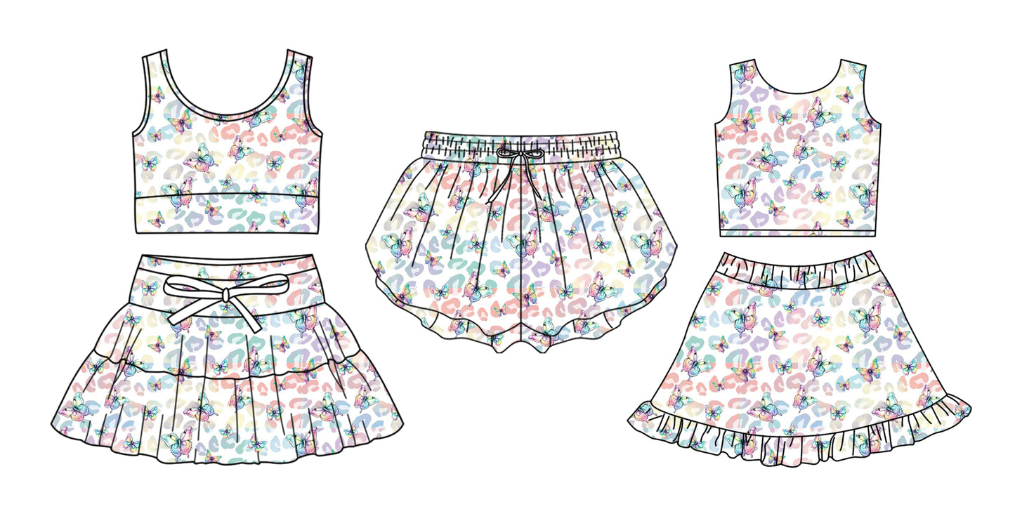 ( Moq 5 Each Style ) Baby Girls Kids Butterfly Leopard Sibling Shorts Sets Clothes